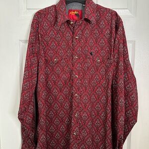 Men's Red Paisley Casual Button Down Shirt